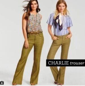 CAbi Charlie Trouser -Olive Wide-Leg Trousers - Size 12